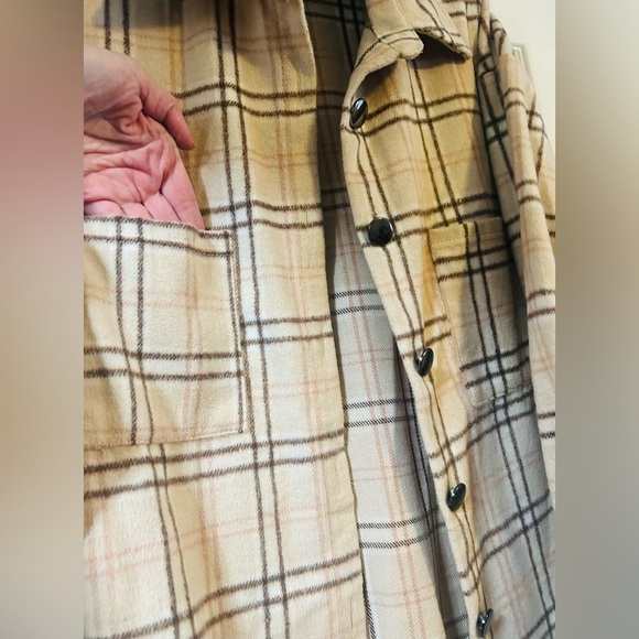 Womens Casual Plaid Flannel Shacket Jacket Button Down Shirt Coat, XL - Picture 4 of 6